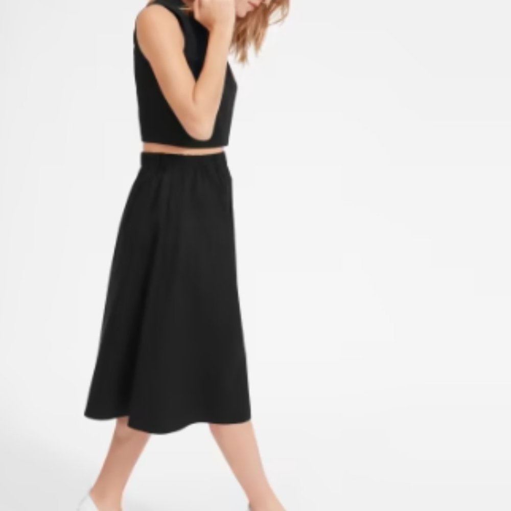 Everlane The Clean Cotton A-Line Skirt, Black, 4